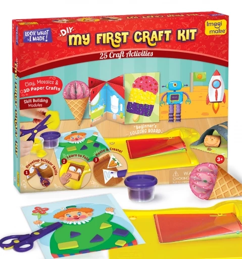 Imagimake My First Craft Kit, Scissor Activity Book, Origami Kit, Art & Craft Kit, Kids for 3Y+, Multicolour