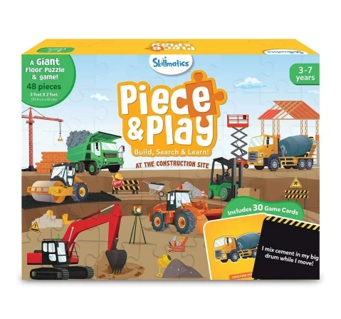 Skillmatics Floor Puzzle & Game - Piece & Play Construction Site, Jigsaw Puzzle, Kids for 3Y+, Multicolour