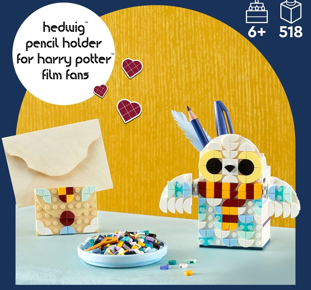 LEGO DOTS Hedwig Pencil Holder 41809 DIY Craft Kit 518 Pieces Multicolour 6Y+