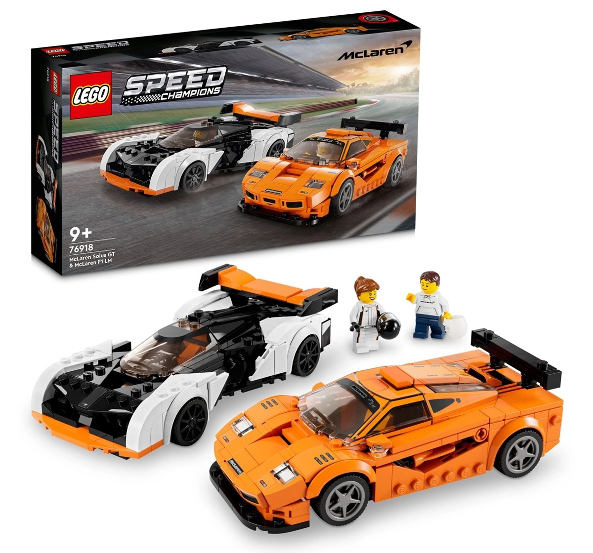 LEGO Speed Champions McLaren Solus GT and McLaren F1 LM 76918 Building Toy Set 581 Pieces Multicolour 9Y+