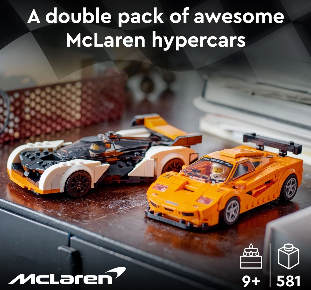 LEGO Speed Champions McLaren Solus GT and McLaren F1 LM 76918 Building Toy Set 581 Pieces Multicolour 9Y+