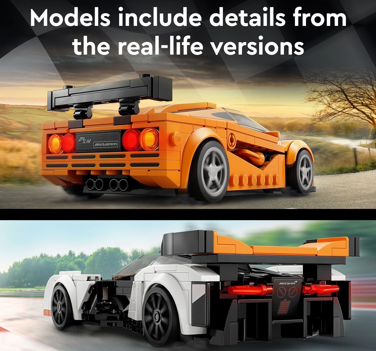LEGO Speed Champions McLaren Solus GT and McLaren F1 LM 76918 Building Toy Set 581 Pieces Multicolour 9Y+