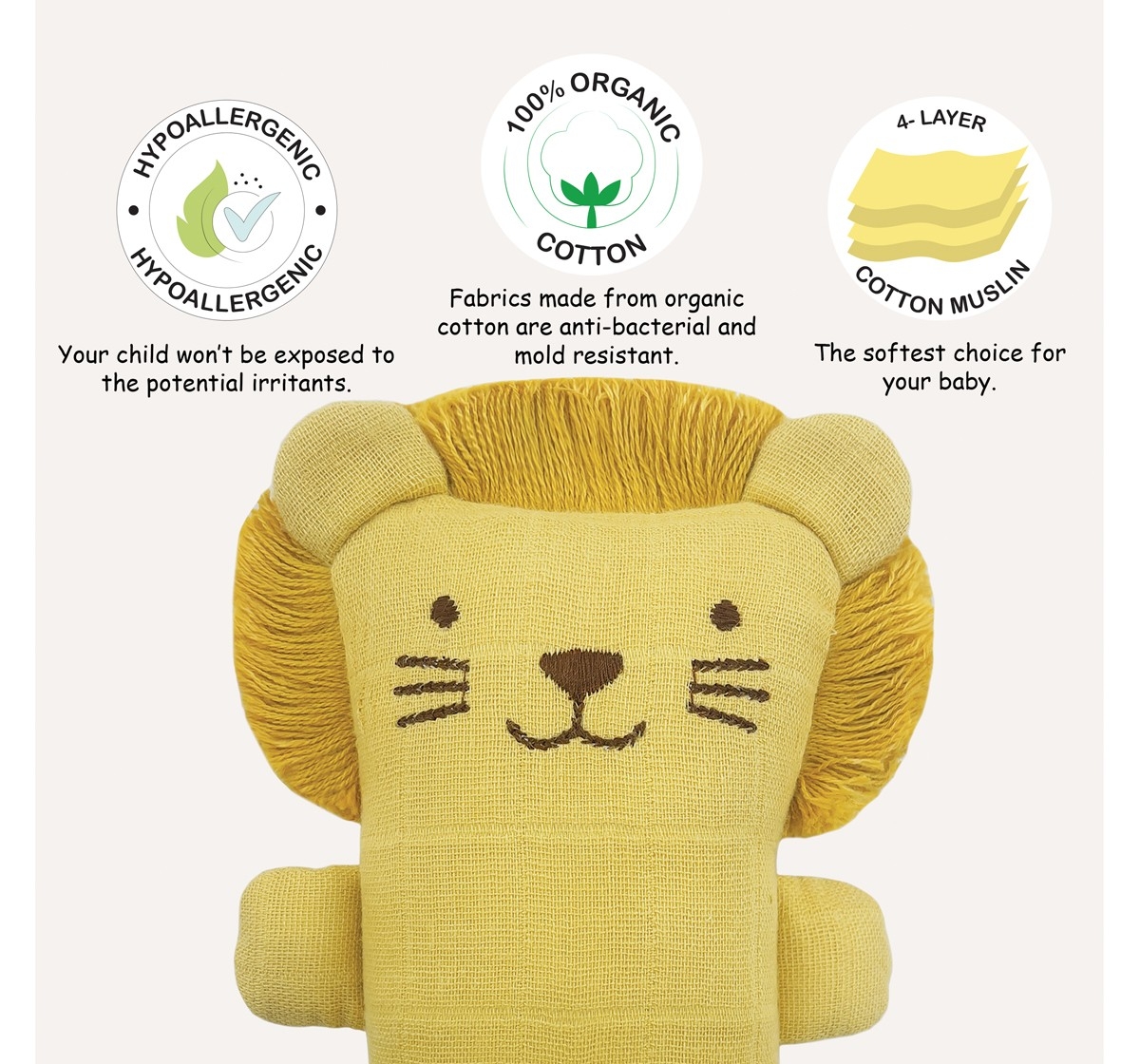 Abracadabra Organics Collectible Cuddle Toy 0M+ Yellow