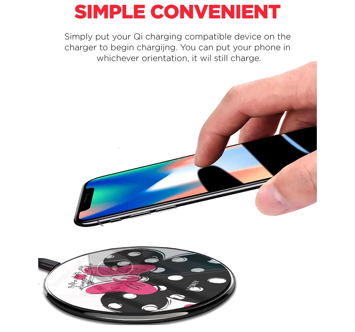Macmerise Polka Minnie Compatible Pro Wireless Charger Multicolour 12Y+