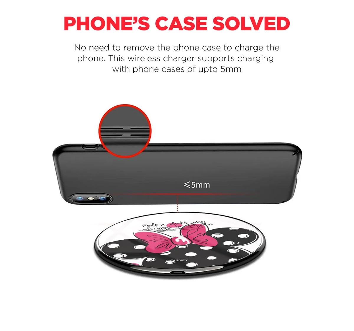 Macmerise Polka Minnie Compatible Pro Wireless Charger Multicolour 12Y+