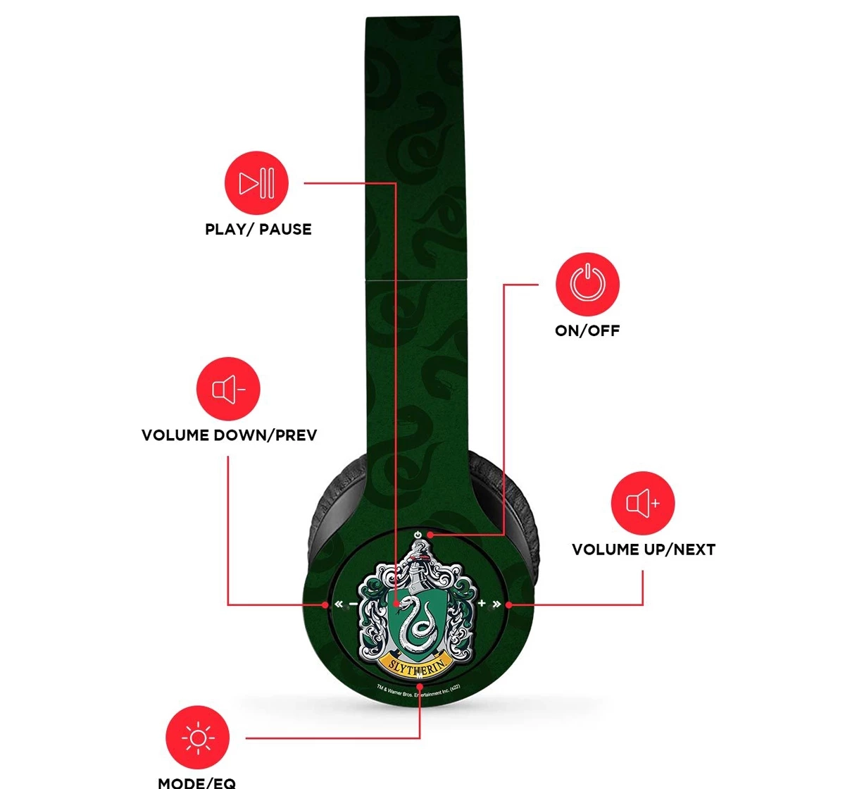 Macmerise Crest Slytherin P47 Wireless On Ear Headphones Multicolour 12Y+