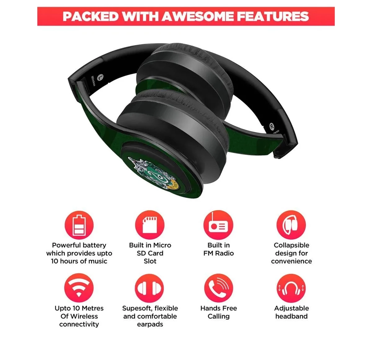 Macmerise Crest Slytherin Decibel Wireless On Ear Headphones Multicolour 12Y+