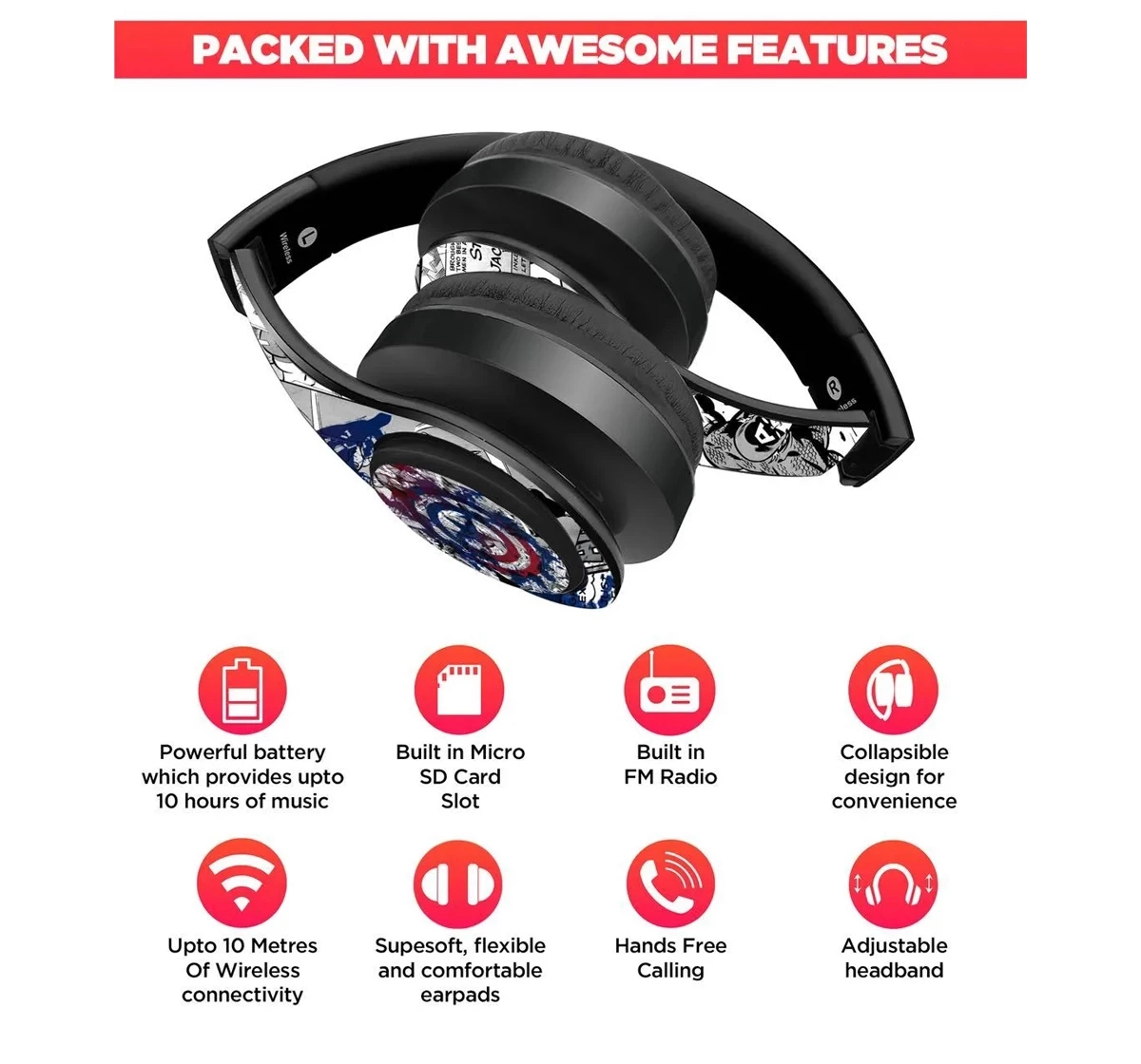 Macmerise Splash Out Shield Decibel Wireless On Ear Headphones Multicolour 12Y+