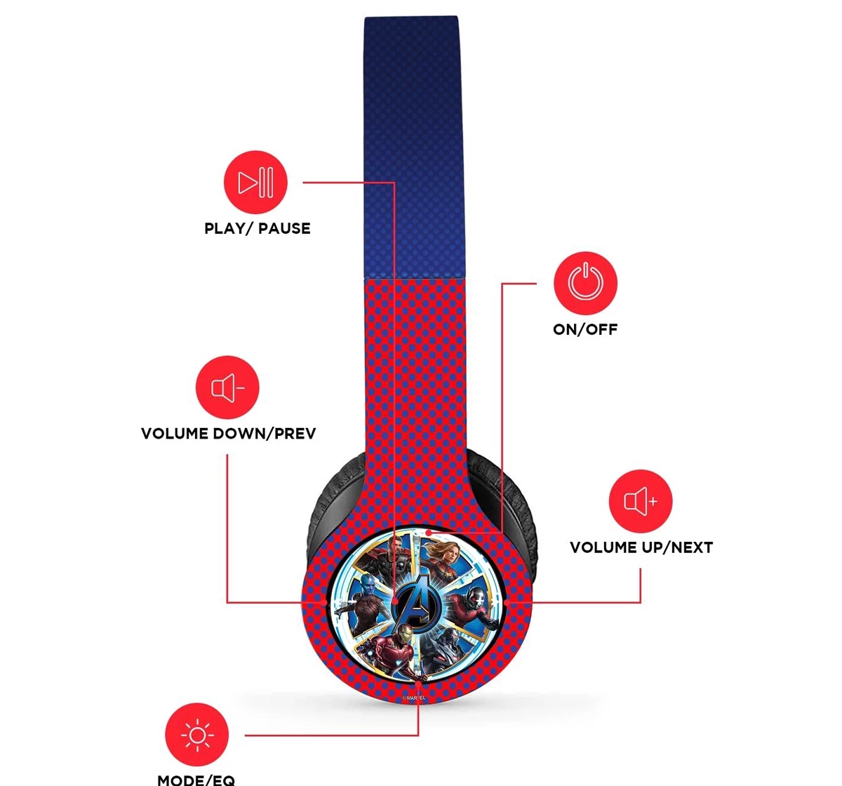 Macmerise Avengers Endgame Ensemble P47 Wireless On Ear Headphones Multicolour 12Y+