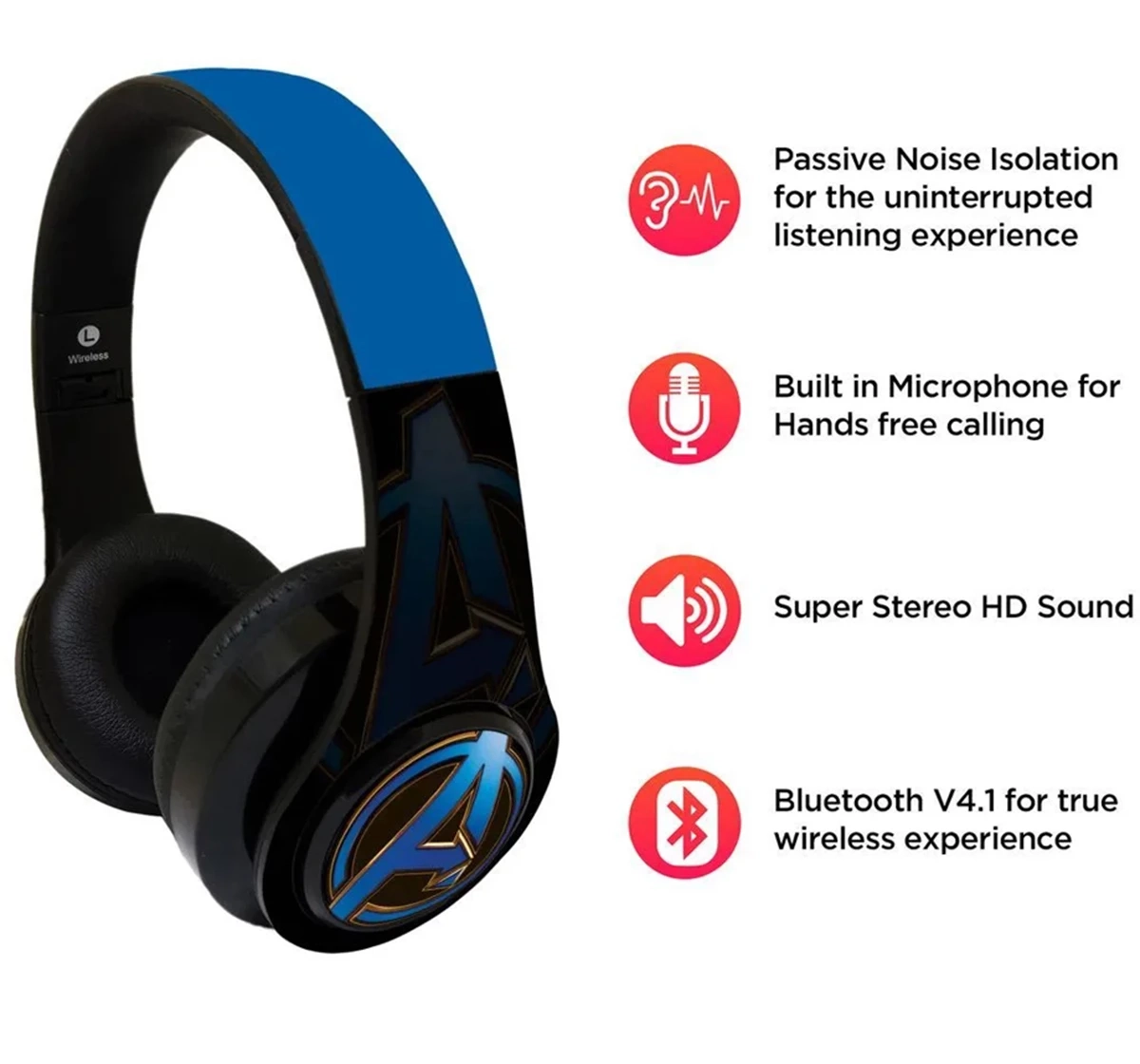 Macmerise Endgame Logo Blue Decibel Wireless On Ear Headphones Multicolour 12Y+