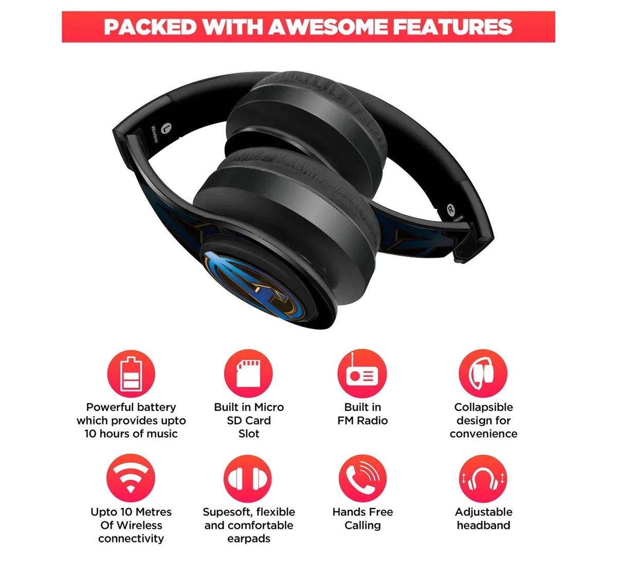 Macmerise Endgame Logo Blue Decibel Wireless On Ear Headphones Multicolour 12Y+