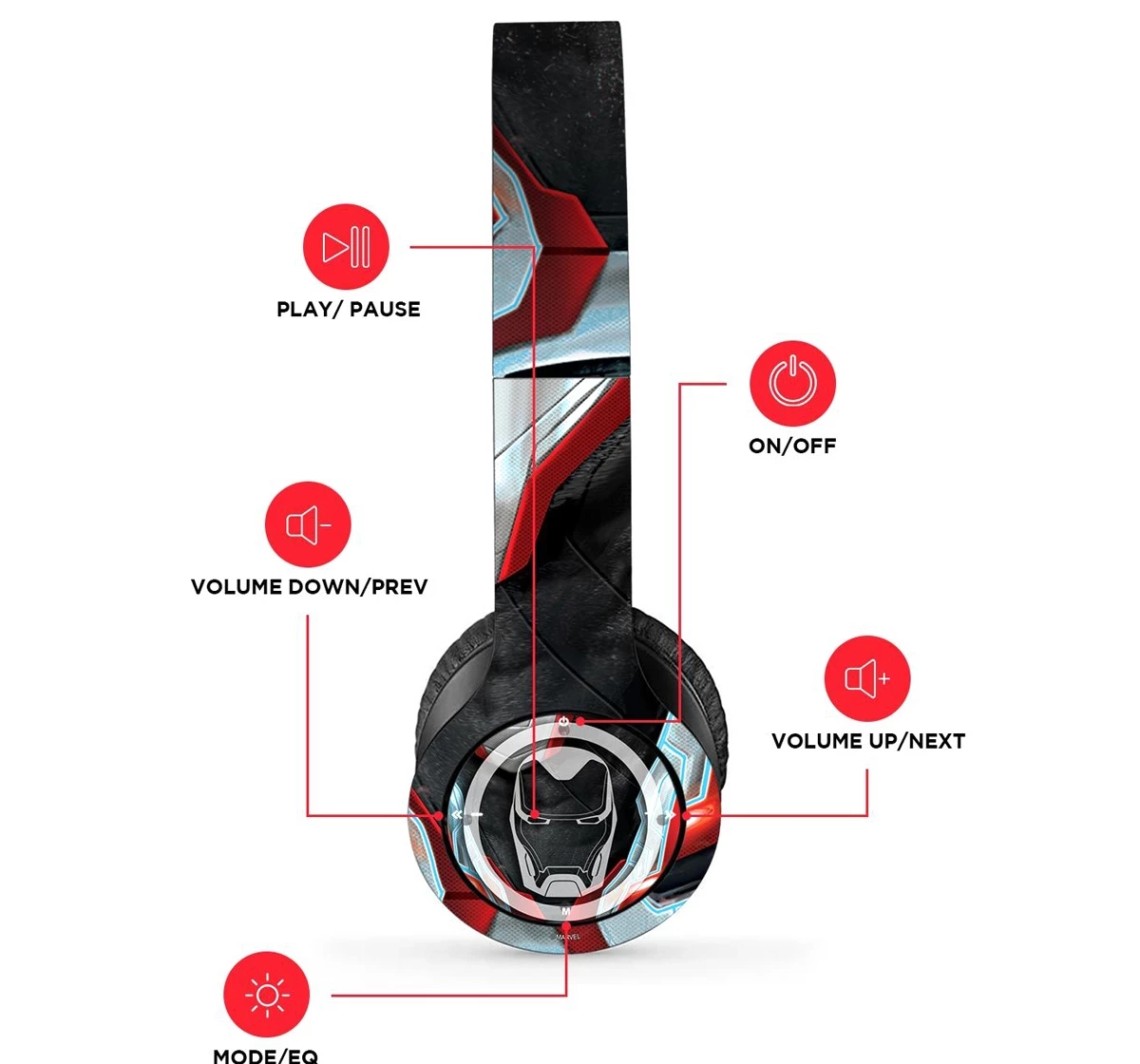 Macmerise Endgame Suit Ironman P47 Wireless On Ear Headphones Multicolour 12Y+