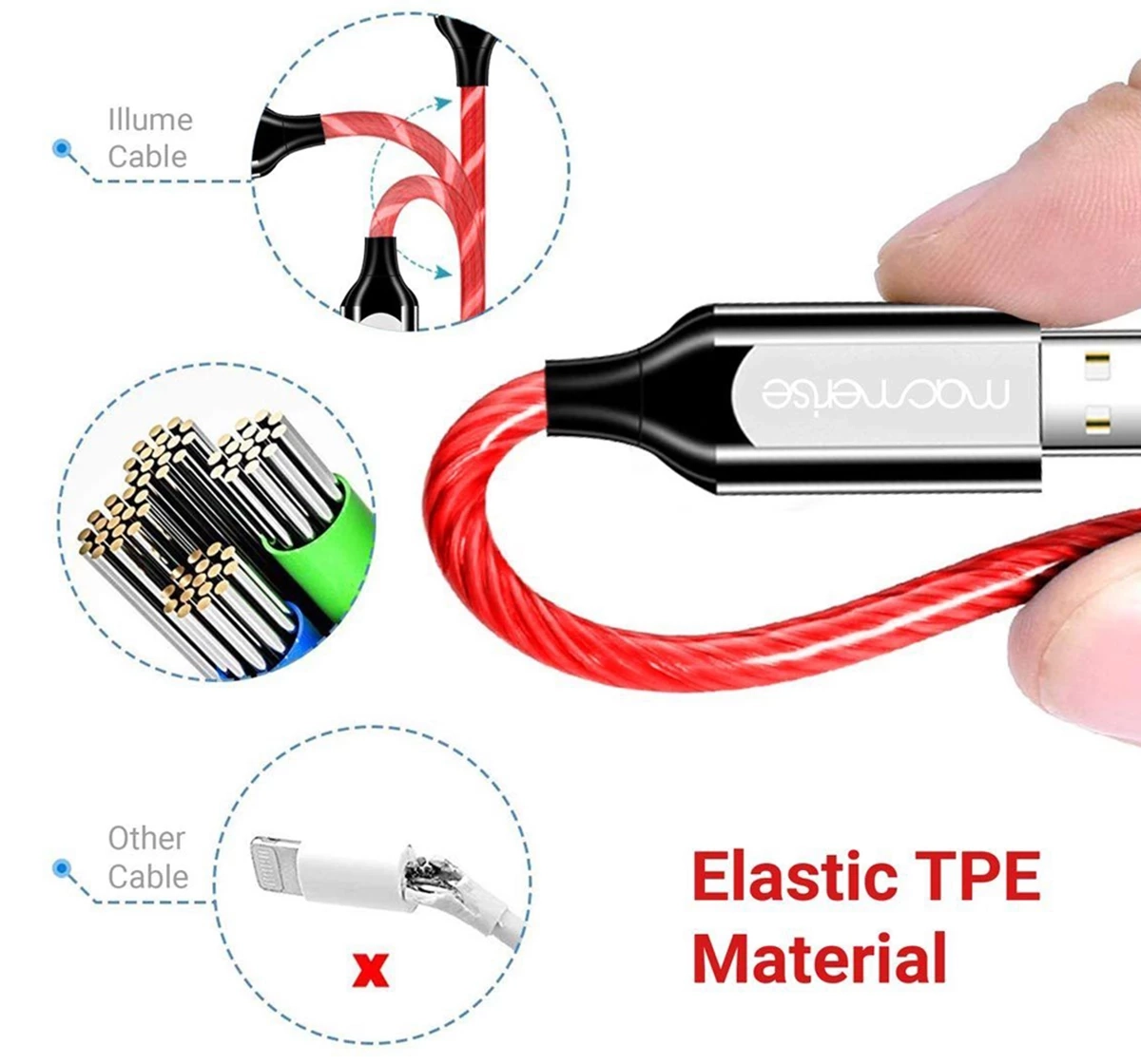 Macmerise Illume Red Lightning LED Cables Multicolour 12Y+