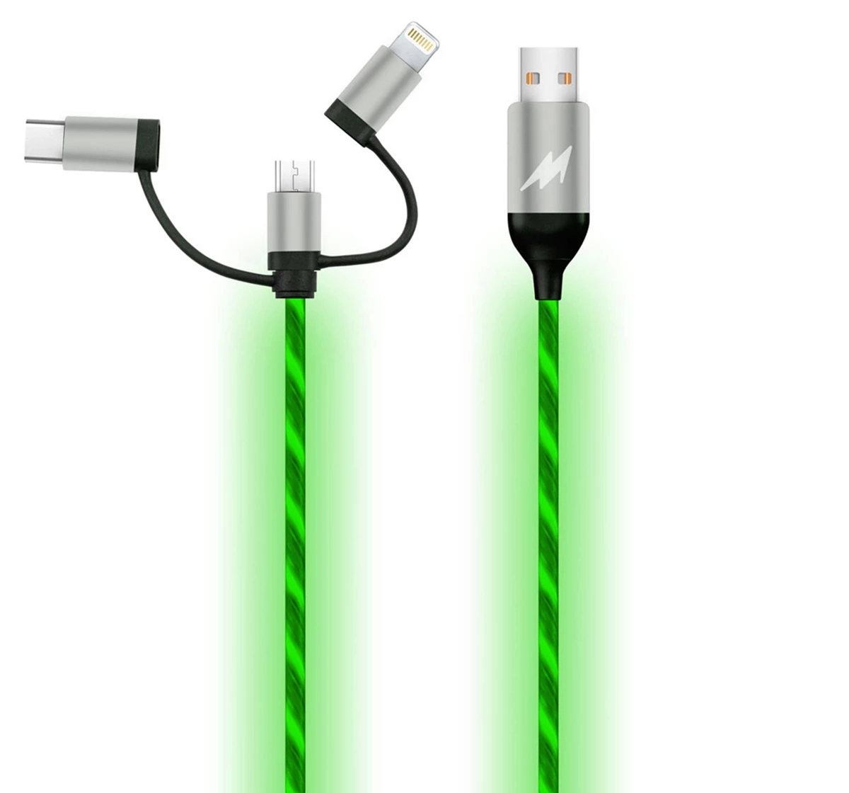 Macmerise Illume Green 3 In 1 LED Cables Multicolour 12Y+
