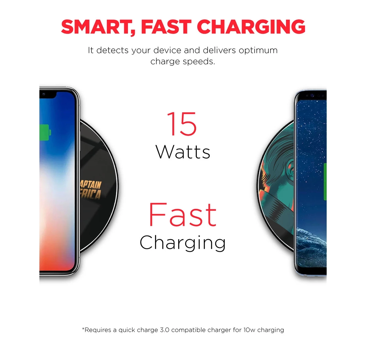 Macmerise Illuminated Captain America Qi Compatible Pro Wireless Charger Multicolour 12Y+