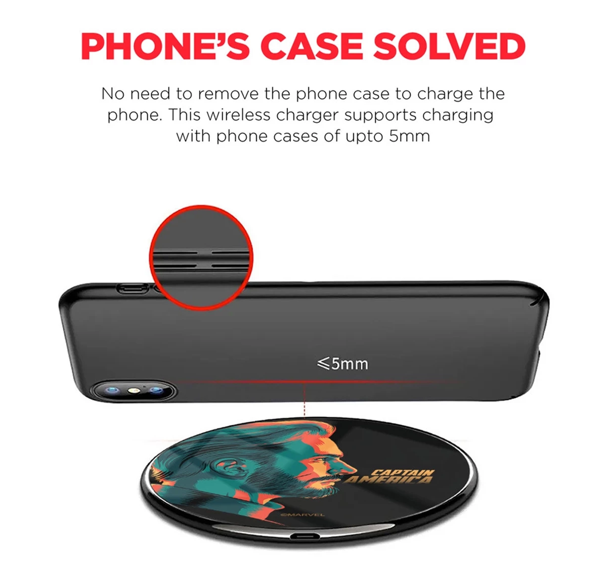 Macmerise Illuminated Captain America Qi Compatible Pro Wireless Charger Multicolour 12Y+