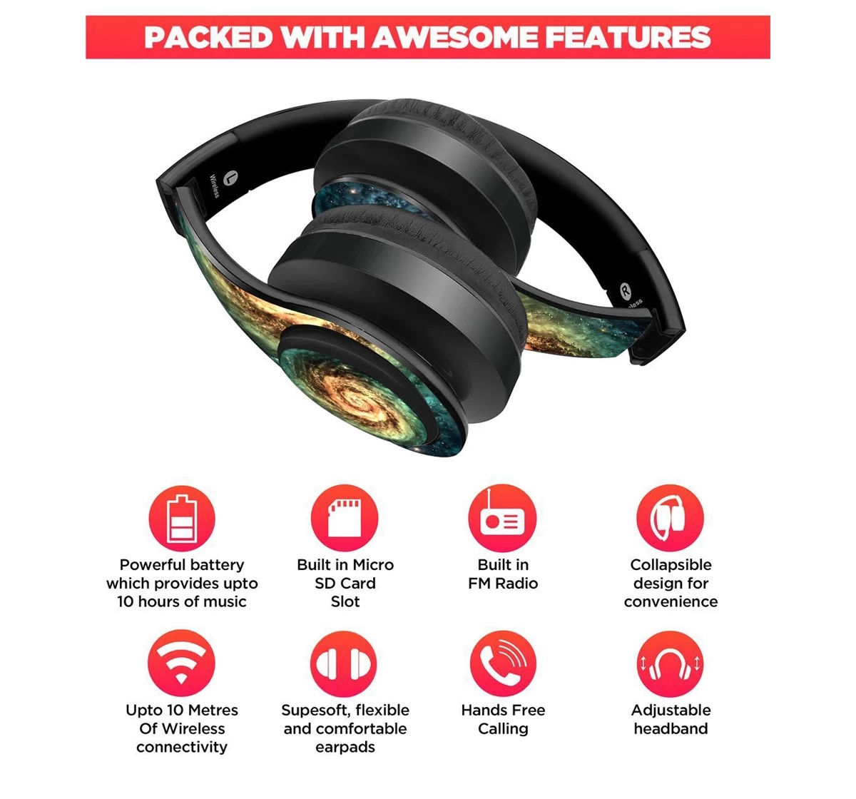 Macmerise Galaxy Decibel Wireless On Ear Headphones Multicolour 12Y+