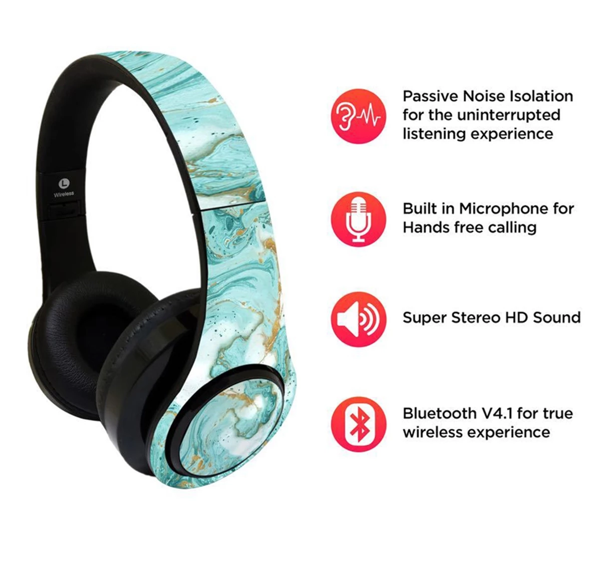 Macmerise Marble Twist Blue Decibel Wireless On Ear Headphones Multicolour 12Y+