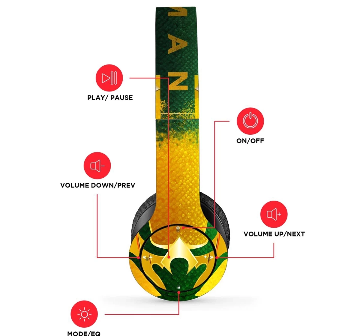 Macmerise Suit up Aquaman P47 Wireless On Ear Headphones Multicolour 12Y+