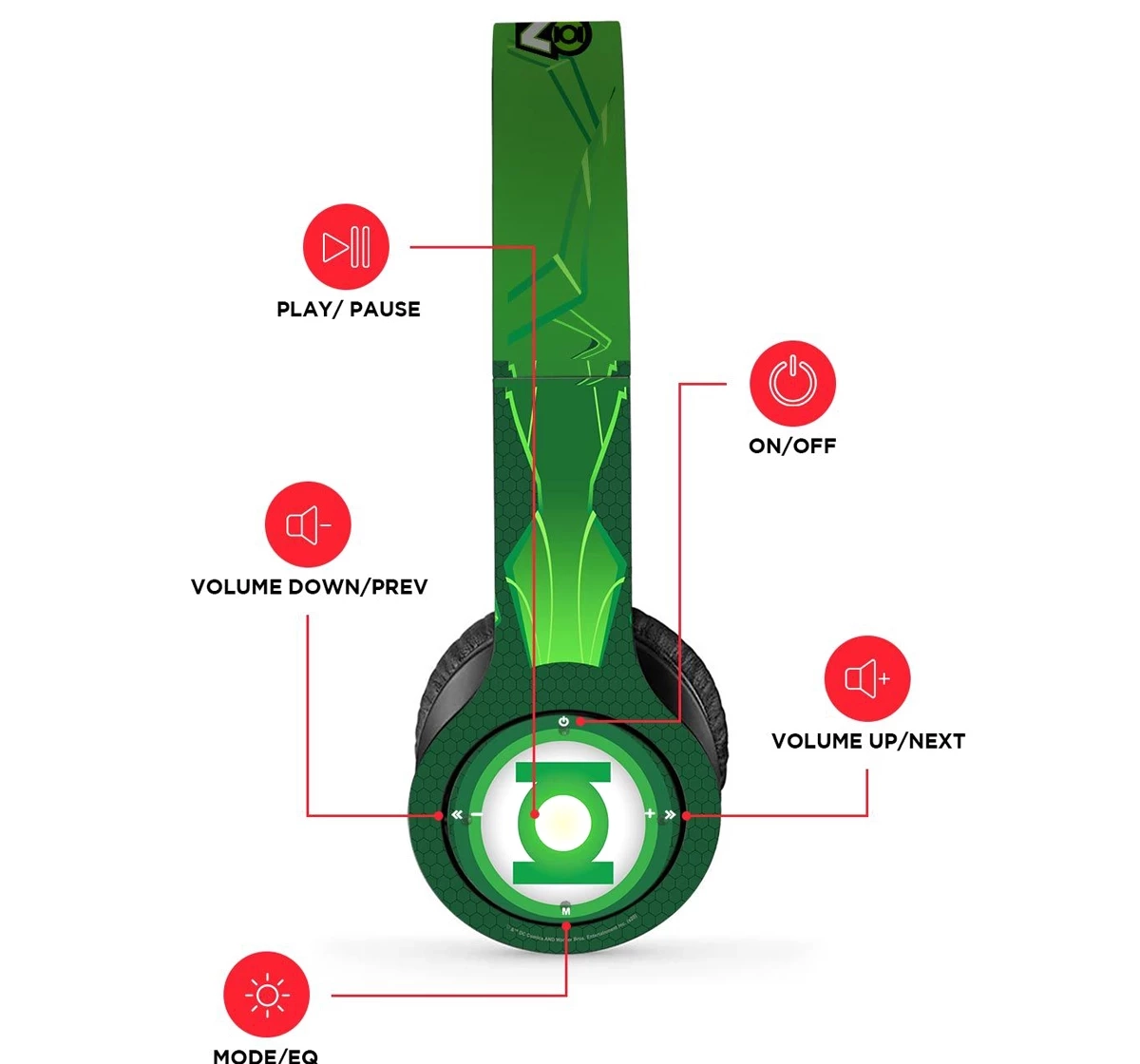 Macmerise Suit up Green Lantern P47 Wireless On Ear Headphones Multicolour 12Y+