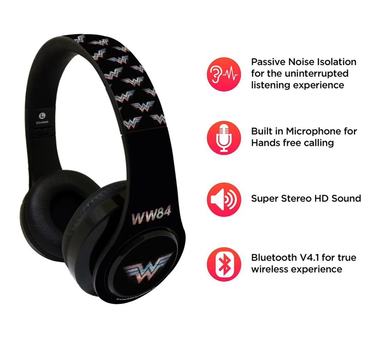 Macmerise Wonder Woman 1984 Black Decibel Wireless On Ear Headphones Multicolour 12Y+