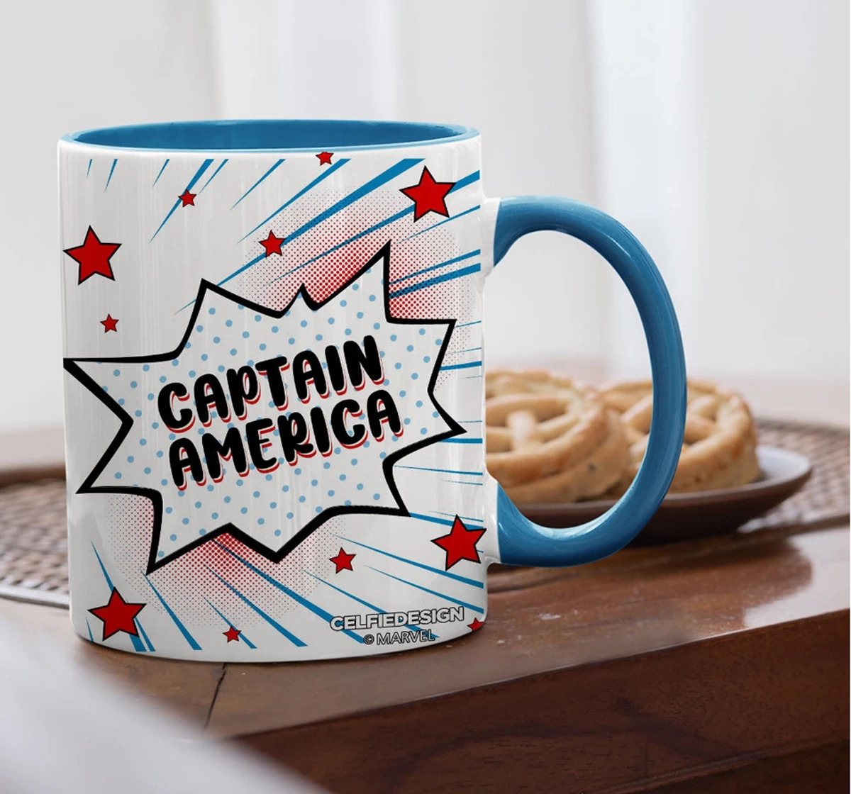 Macmerise Captain America Kawaii Coffee Mugs Blue Multicolour 12Y+