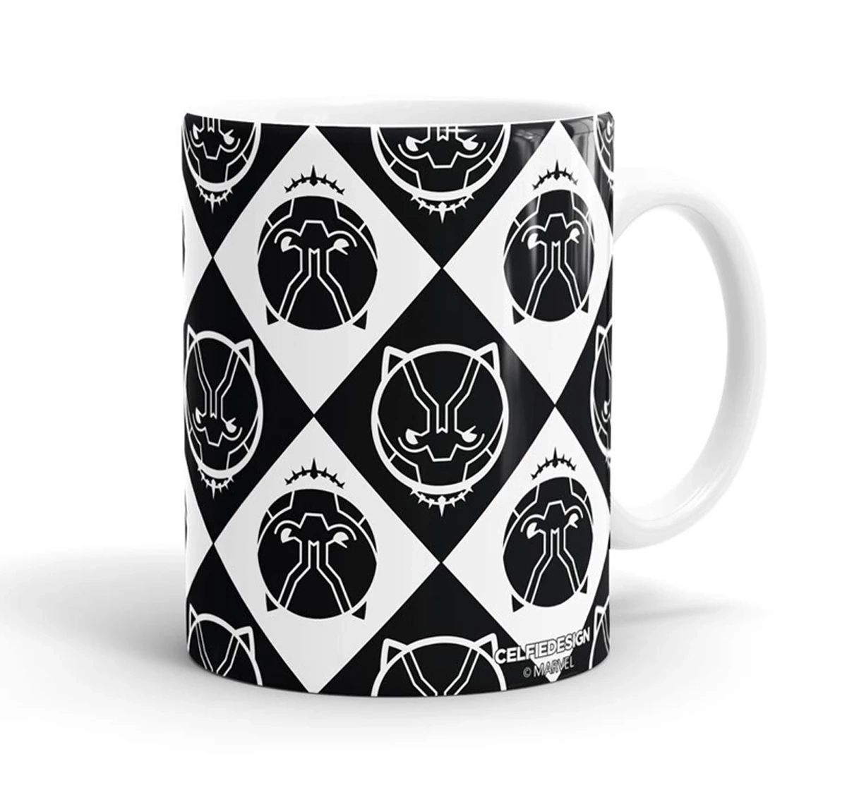 Macmerise Black Panther Kawaii Pattern Coffee Mugs White Multicolour 12Y+