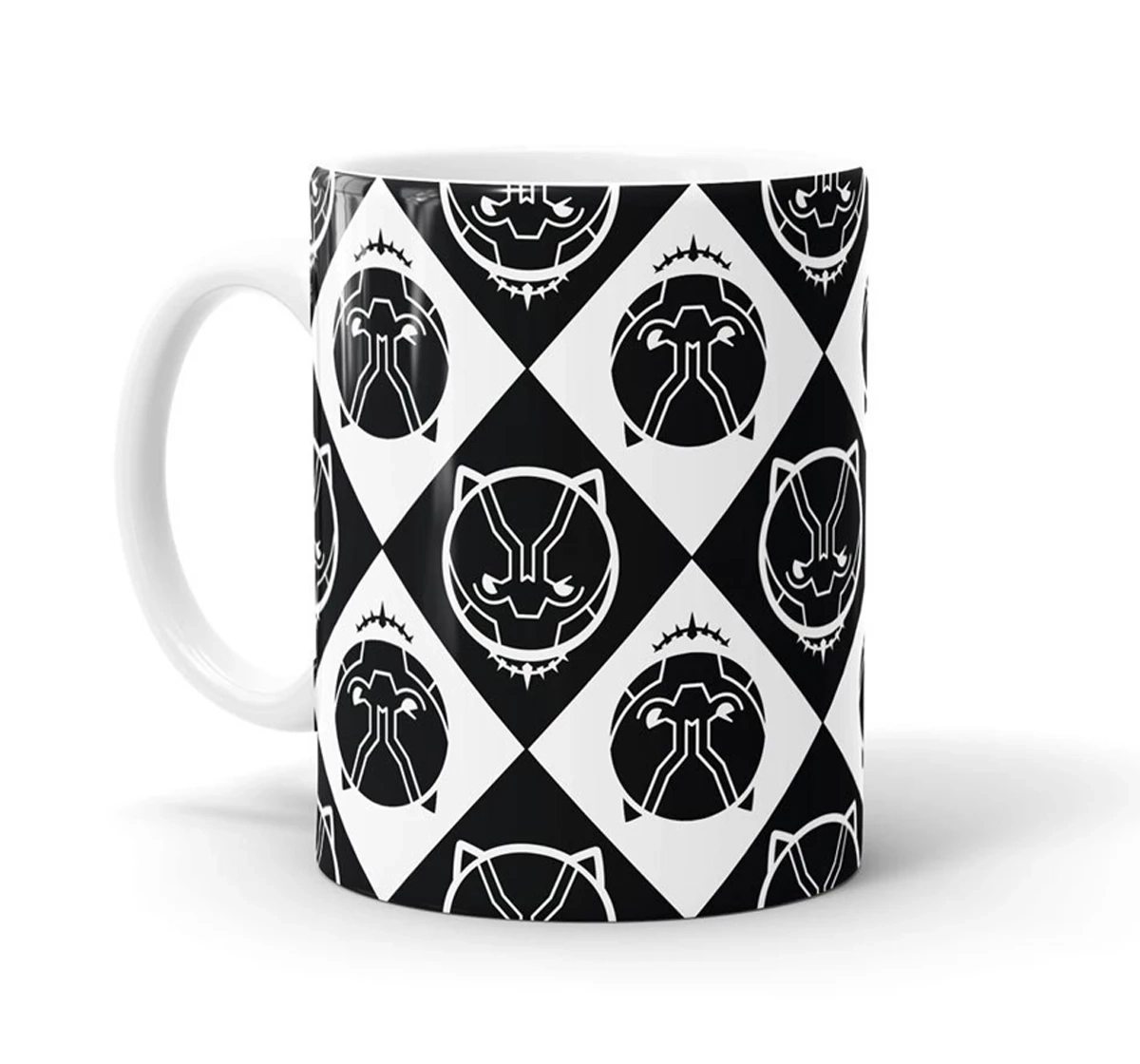 Macmerise Black Panther Kawaii Pattern Coffee Mugs White Multicolour 12Y+