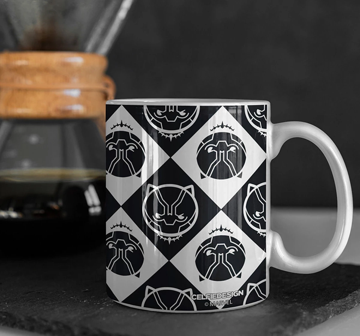 Macmerise Black Panther Kawaii Pattern Coffee Mugs White Multicolour 12Y+