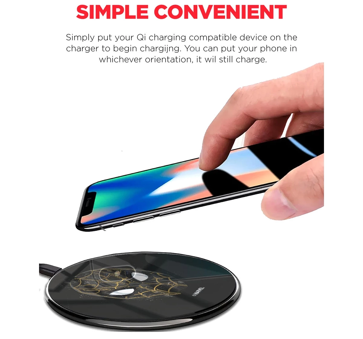 Macmerise Spidey Black and Gold Compatible Pro Wireless Charger Multicolour 12Y+