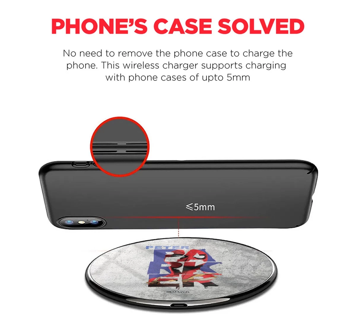 Macmerise Peter Parker Grunge Compatible Pro Wireless Charger Multicolour 12Y+
