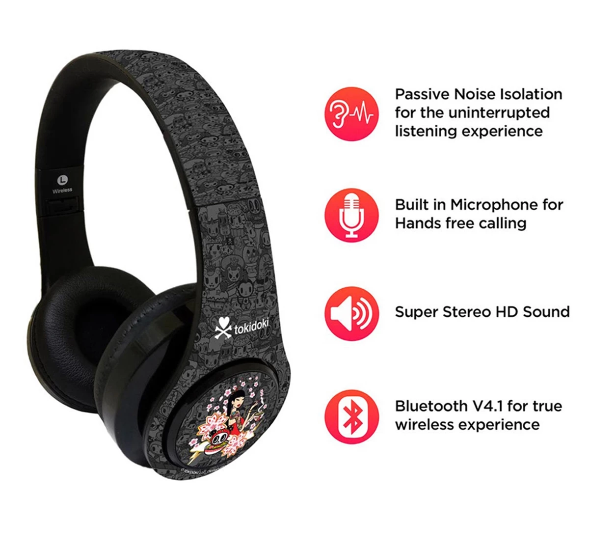 Macmerise TD Flower Power Decibel Wireless On Ear Headphones Multicolour 12Y+