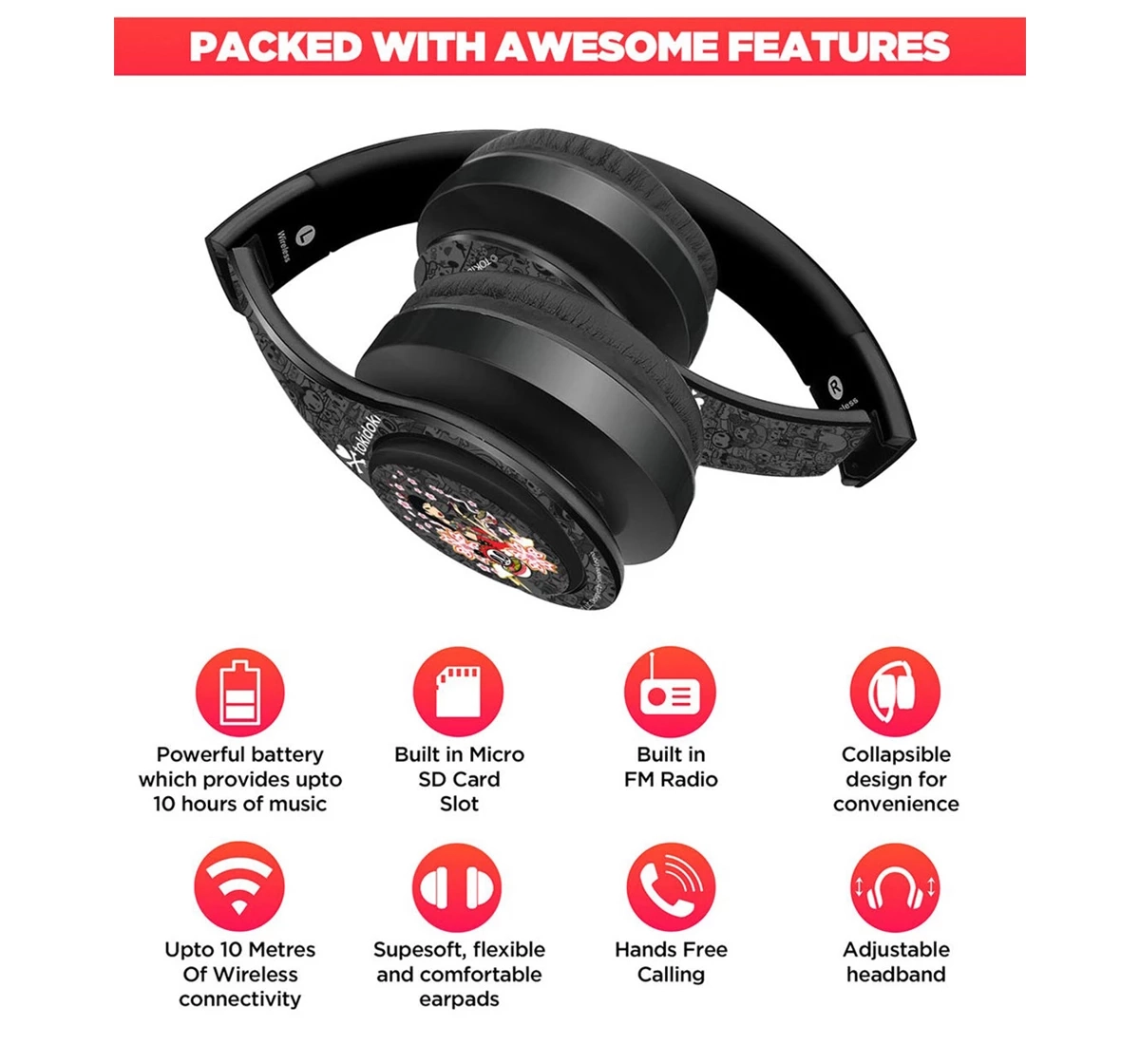 Macmerise TD Flower Power Decibel Wireless On Ear Headphones Multicolour 12Y+