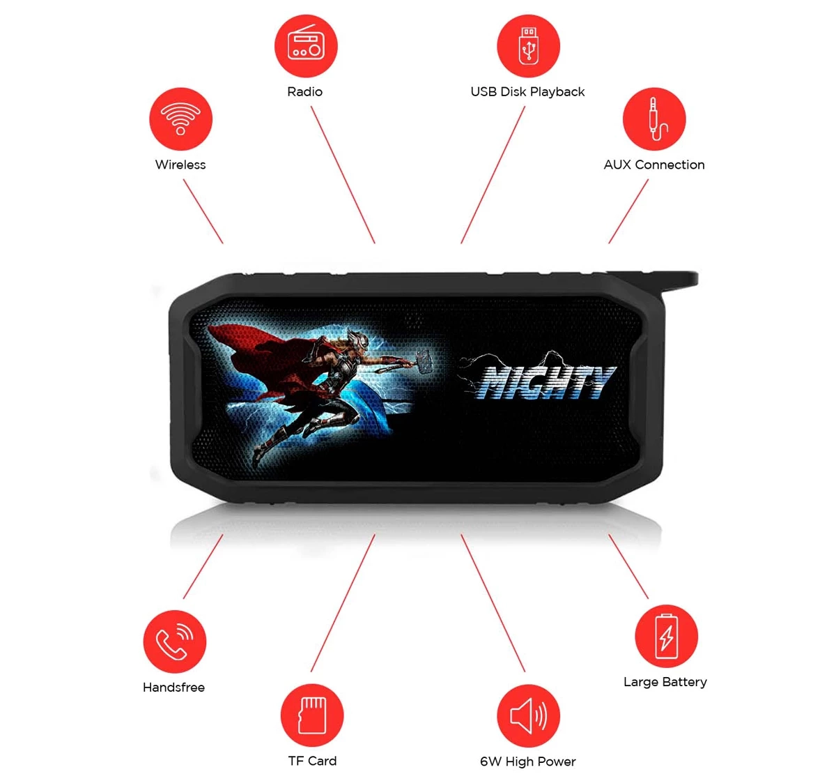 Macmerise Mighty Thor Attack Melody Bluetooth Speaker Multicolour 12Y+