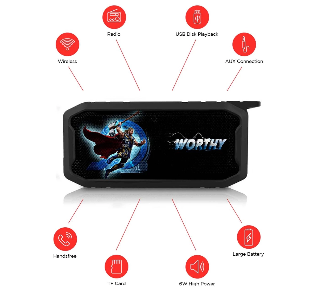 Macmerise Worthy Thor Attack Melody Bluetooth Speaker Multicolour 12Y+