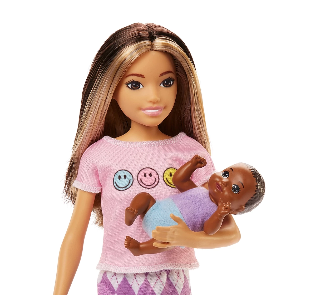 Barbie Dolls and Accessories Brunette Skipper Doll with Baby Figure and 5 Accessories Babysitters Playset Kids for 3Y Multicolour Assorted