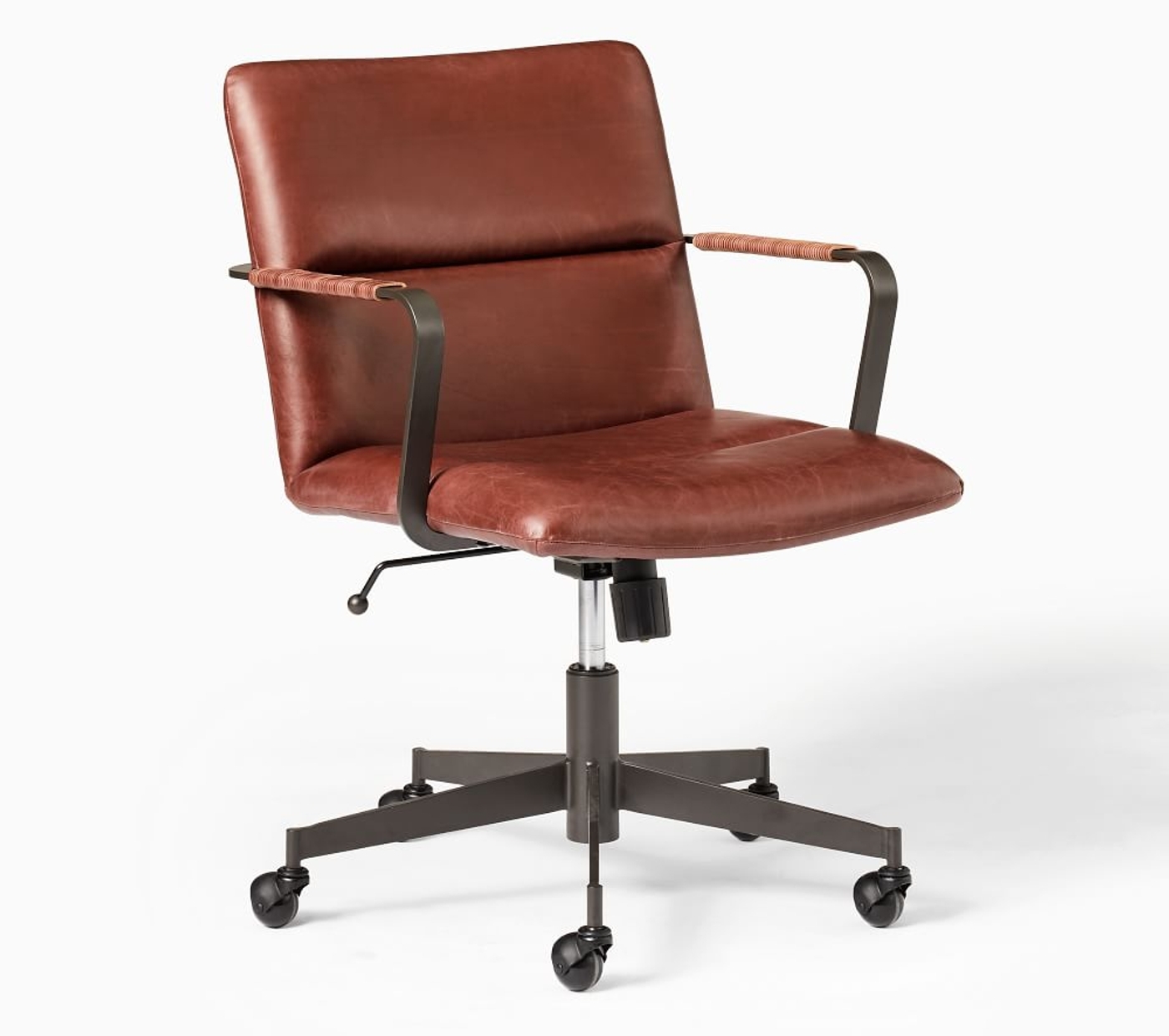 Cooper Mid-Century Office Chair, Saddle Leather, Oxblood