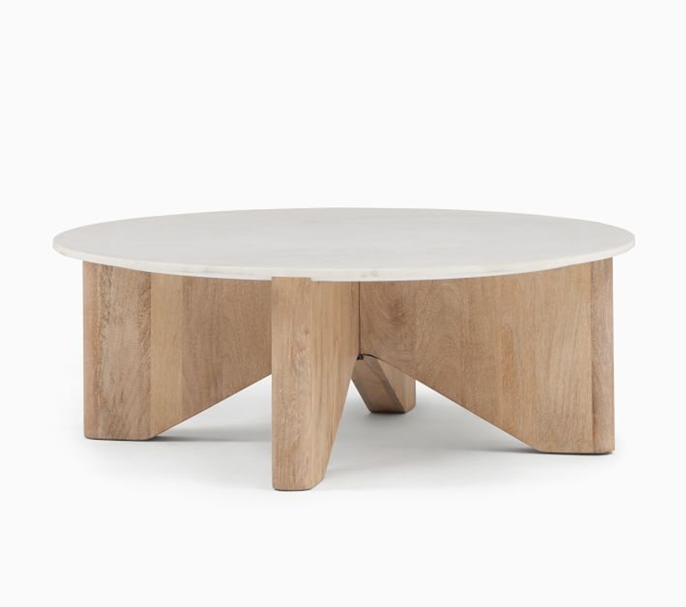 Maddox Round Coffee Table, Cerused White