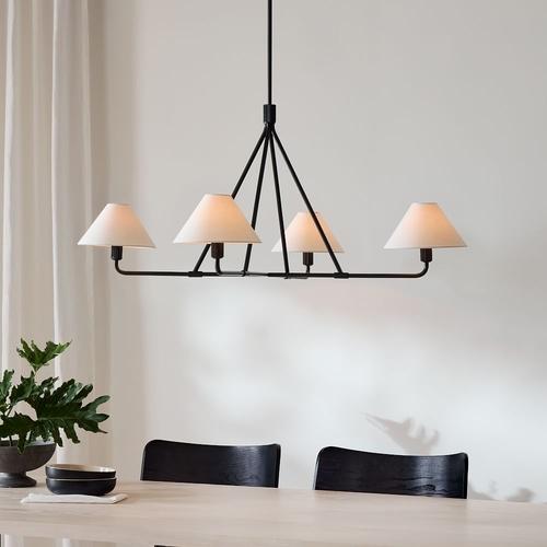 Beatrix Chandelier Dark Bronze, White Linen