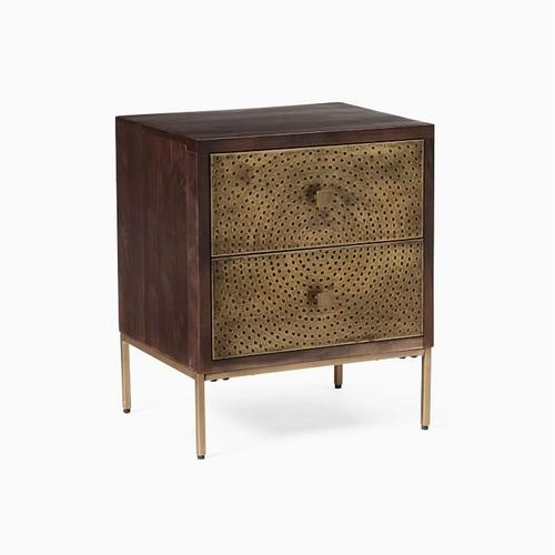 Decker Nightstand, Solid Wood ,Brass