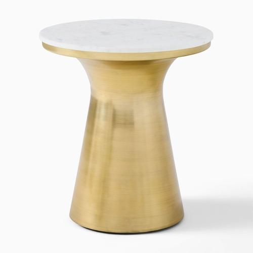 Marble Topped Pedestal Side Table (20")