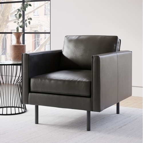 West elm leather online chair