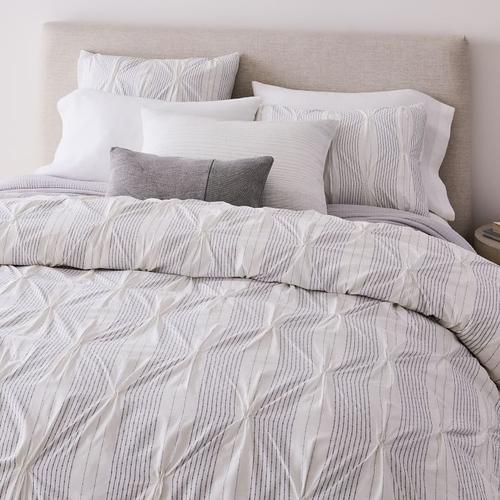 Pintuck Stripe Duvet, White