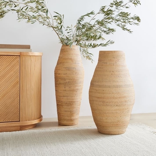 Merida Rattan Floor Vases, Natural