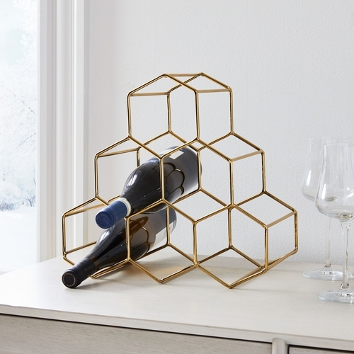 Honeycomb Wine Rack - Polished Brass