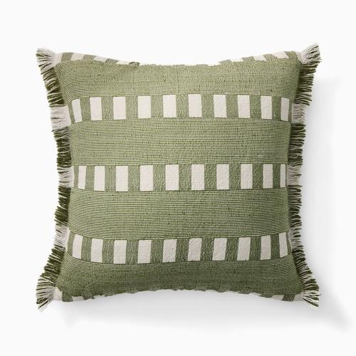 Outdoor Modern Block Fringe Pillow