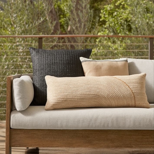Outdoor Solid Faux Jute Pillow Cover