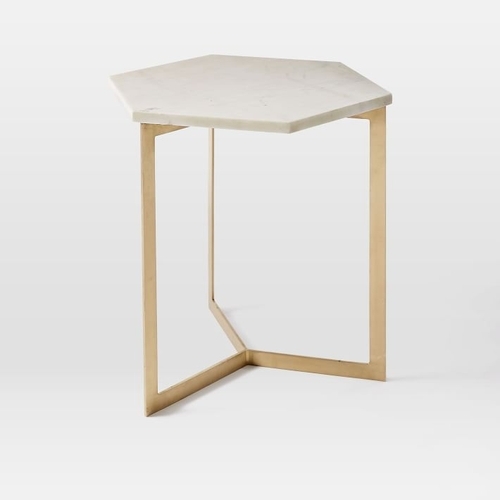 Hex Side Table - Antique Brass