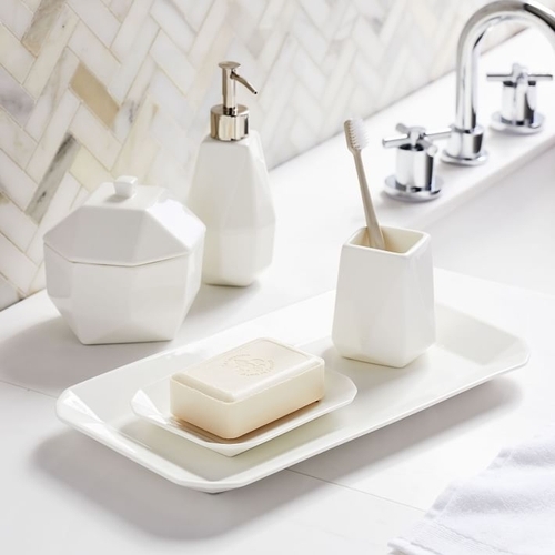 Faceted Porcelain Bath Accessories