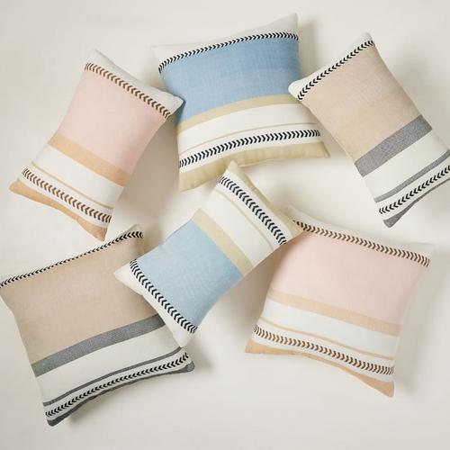 Outdoor Variegated Block Stripe Pillow, 20"x20"